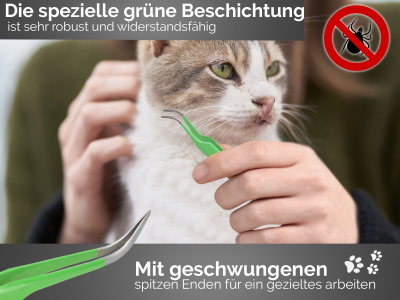 Premium Zeckenpinzette Zeckenzange Edelstahl Zecken Pinzette Hunde Katzen rostfreier Qualittsstahl Grn