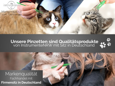 Zeckenentferner Zeckenpinzette Zeckenzange Pinzette Grn fr Hunde Katzen Menschen rostfreier Qualittsstahl mit Etui 11,5 cm