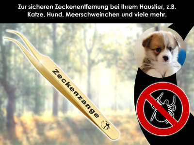 Premium Zeckenpinzette Zeckenzange Titan Edelstahl Zecken Pinzette Hunde Katzen rostfreier Qualittsstahl Gold