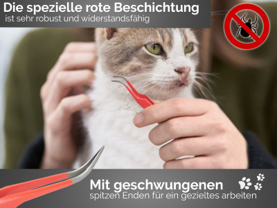 Premium Zeckenpinzette Zeckenzange Edelstahl Zecken Pinzette Hunde Katzen rostfreier Qualittsstahl Rot