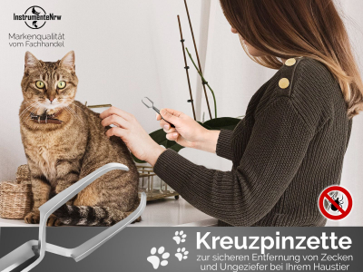 Zeckenzange Zeckenentferner als Kreuzpinzette fr Hunde, Katzen oder andere Haustiere