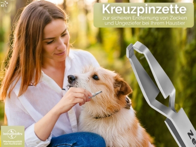 Hunde Zeckenzange Zeckenpinzette mit Etui Edelstahl Zeckenentferner 13,5 cm