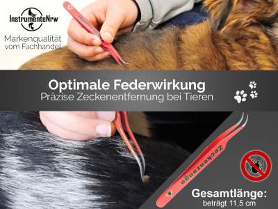 Premium Zeckenpinzette Zeckenzange Edelstahl Zecken Pinzette Hunde Katzen rostfreier Qualittsstahl Rot + Etui