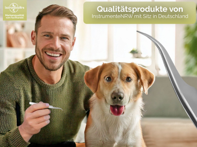 Premium Zeckenpinzette Zeckenzange Edelstahl Zecken Pinzette Hunde Katzen Tiere rostfreier Qualit�tsstahl Silber + Etui