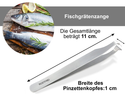 Fischgrtenzange Edelstahl Grtenpinzette mit Fisch Entschupper Spitze Grtenzange  11 cm mit Etui 3 in 1