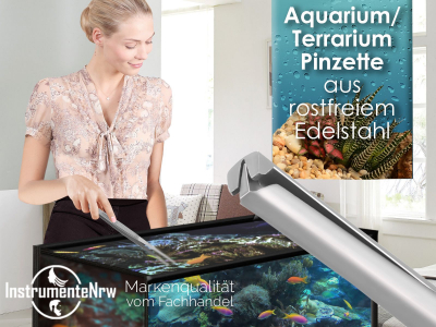 Premium Futterpinzette Aquarium Pinzette mit V Zahnung 35 cm aus gehrtetem rostfreiem Edelstahl