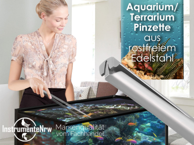 Premium Futterpinzette Aquarium Pinzette mit V Zahnung 45 cm aus gehrtetem rostfreiem Edelstahl