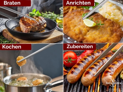 Profi K�chenpinzette Grillpinzette Kochpinzette Pinzette mit V Zahnung aus Edelstahl 45 cm