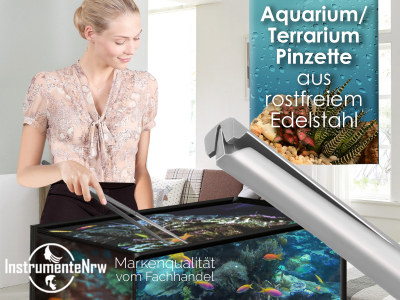 Premium Futterpinzette Aquarium Pinzette mit V Zahnung 50 cm aus gehrtetem rostfreiem Edelstahl