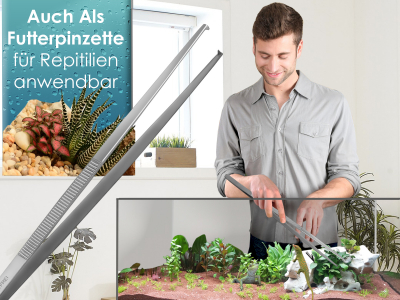 Premium Futterpinzette Aquarium Pinzette mit V Zahnung 50 cm aus gehrtetem rostfreiem Edelstahl