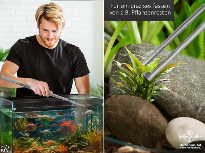 Premium Futterpinzette Lange Aquarium Pinzette mit Zahnung aus Edelstahl 60 cm