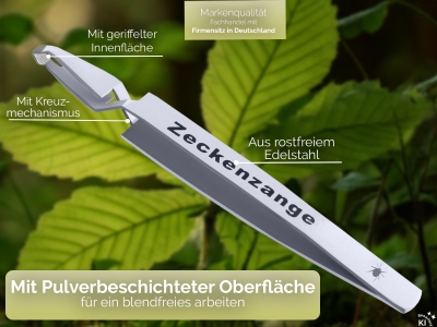 Zeckenzange Zeckenpinzette Kreuz Zecken Pinzette mit Etui Arrounder gegen Zecken und Nymphen