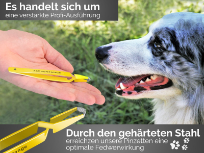 Zeckenpinzette Nymphen Zeckenzange Kreuzpinzette Edelstahl Zecken Allround Pinzette Hunde Katzen rostfreier Qualittsstahl Gelb + Etui