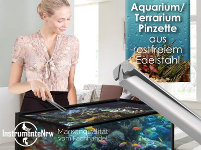 Premium Futterpinzette Aquarium Pinzette mit V Zahnung 16 cm aus gehrtetem rostfreiem Edelstahl