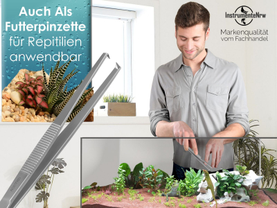 Premium Futterpinzette Aquarium Pinzette mit V Zahnung 16 cm aus gehrtetem rostfreiem Edelstahl