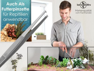 Premium Futterpinzette Aquarium Pinzette mit V Zahnung 18 cm aus gehrtetem rostfreiem Edelstahl