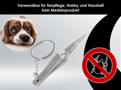 Kreuzpinzette Zeckenpinzette Zeckenzange fr Tiere Hunde mit Schlelanhnger Idealer Zeckenentferner aus Edelstahl