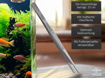 Profi Aquarium Terrarium Pinzette Wasserpflanzen Pflanzenpinzette aus Edelstahl Gerade Futterpinzette f�r Aquarien und Terrarien 25,0 cm