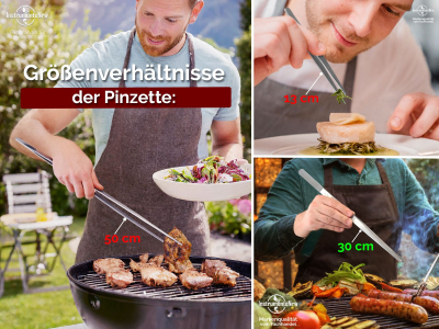 Profi Grillzange Grillpinzette Kochpinzette aus Edelstahl 30 cm Pinzette mit Zahnung - Gerade Ausfhrung fr Fleisch, Wrstchen oder Gemse