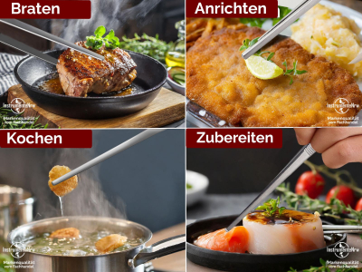Profi Grillzange Grillpinzette Kochpinzette aus Edelstahl 30 cm Pinzette mit Zahnung - Gerade Ausfhrung fr Fleisch, Wrstchen oder Gemse