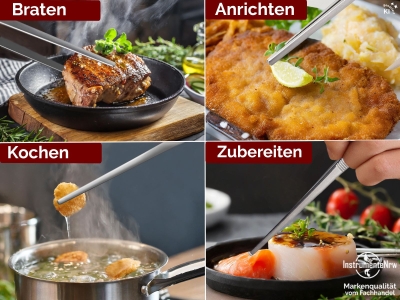 Profi Grillzange Grillpinzette Kochpinzette aus Edelstahl 30 cm Pinzette mit Zahnung - Gerade Ausf�hrung f�r Fleisch, W�rstchen oder Gem�se