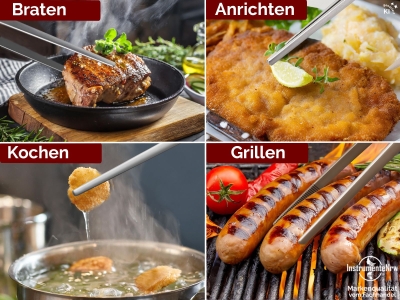 Profi Grillzange Grillpinzette Kochpinzette aus Edelstahl Pinzette 35 cm mit Zahnung - Gerade Ausf�hrung f�r Fleisch, W�rstchen oder Gem�se