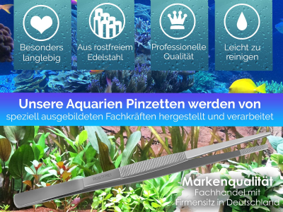 Profi Aquarium Terrarium Pinzette Wasserpflanzen Pflanzenpinzette aus Edelstahl Gerade Futterpinzette fr Aquarien und Terrarien 18,0 cm