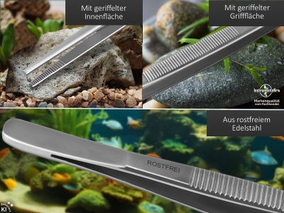 Profi Aquarium Terrarium Pinzette Wasserpflanzen Pflanzenpinzette aus Edelstahl Gerade Futterpinzette f�r Aquarien und Terrarien 9,0 cm