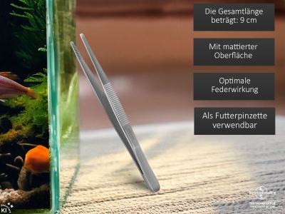 Profi Aquarium Terrarium Pinzette Wasserpflanzen Pflanzenpinzette aus Edelstahl Gerade Futterpinzette f�r Aquarien und Terrarien 9,0 cm