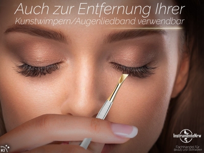 Zupfpinzette Pinzette aus Solingen Made in Germany Augenbrauenpinzette f�r die Gesichtspflege zum Zupfen von Augenbrauen, Barthaaren oder kleinen H�rchen f�r Damen und Herren Schr�g/Vergoldet