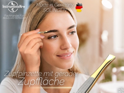 Zupfpinzette Pinzette aus Solingen Made in Germany Augenbrauenpinzette f�r die Gesichtspflege zum Zupfen von Augenbrauen, Barthaaren oder kleinen H�rchen f�r Damen und Herren Gerade/Vergoldet