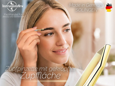 Zupfpinzette aus Solingen mit abgewinkelter Zupffläche Zupfpinzette aus Solingen mit abgewinkelter Zupffläche