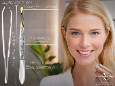 Zupfpinzette aus Solingen mit abgewinkelter Zupffläche Zupfpinzette aus Solingen mit abgewinkelter Zupffläche