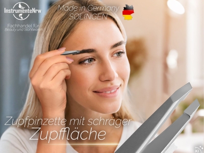 Solingen Augenbrauenpinzette Zupfpinzette Schr�ge Pinzette Haarzupfpinzette aus Rostfreiem Edelstahl f�r die Gesichtspflege zum Zupfen von kleinen H�rchen f�r Damen und Herren