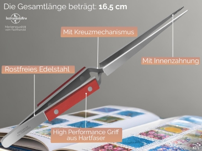 Kreuzpinzette L�t-Pinzette Gezahnte Spitze Klemmpinzette Technische Pinzette Gerade 16,5 cm