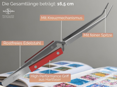 Kreuzpinzette L�t-Pinzette Klemmpinzette Technische Pinzette Gebogen 16,5 cm