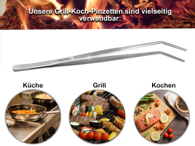 Grill Pinzetten Set Kchenpinzette 30 cm Grillzange im Black Canvas Etui