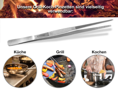 Grill Pinzetten Set Kchenpinzette 30 cm Grillzange im Black Canvas Etui