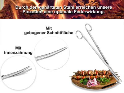 Grillbesteck Set Grillpinzette + BBQ Schere mit Canvas Wickeletui