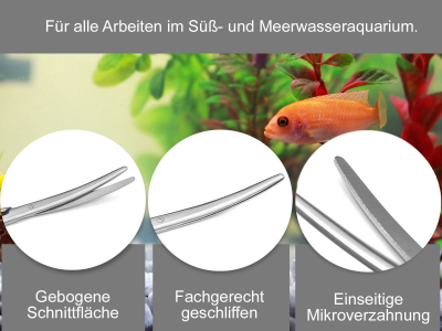 Aquascaping Scheren Set Edelstahl Gerade und Gebogen 30 cm