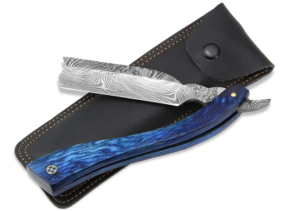 Damast Rasiermesser Blue Star mit Etui