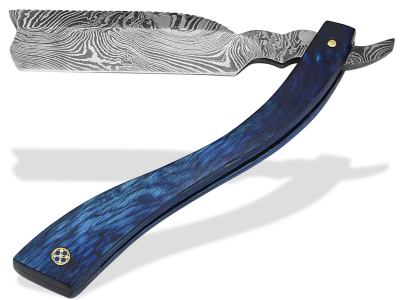 Damast Rasiermesser Blue Star mit Etui