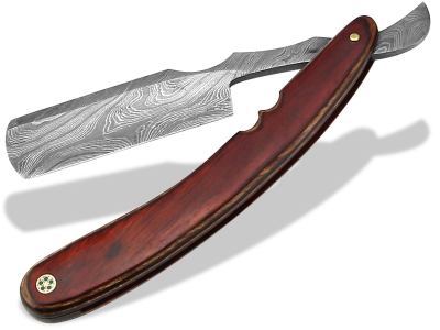 Damast Rasiermesser mit Edelholzgriff und Etui