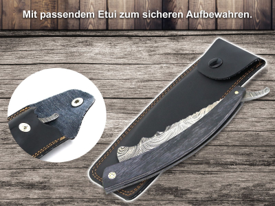 Damast Rasiermesser black Wooden