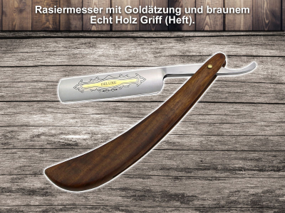 Rasiermesser mit extra hohen Echt-Holz-Schalen und Goldtzung