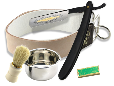 Premium Rasur Set mit Rasurzubehr und Classic Rasiermesser