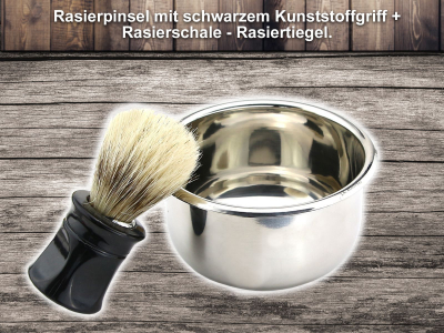 Rasur Set Ergo mit Goldtzung+Solinger Lederdoppelriemen Gross