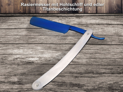 Rasur Set deluxe Blue Steel mit Doppelriemen aus Solingen Gross