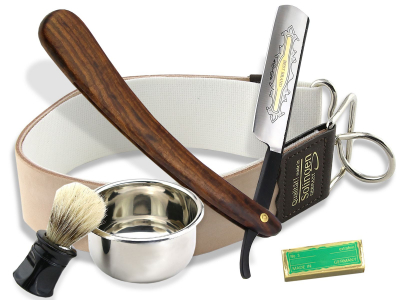 Premium Rasur Set 5 teilig Solinger Lederdoppelriemen
