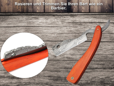 Rasur Set Damast Edel Hartholz mit Puma Schleifpaste 5 teilig